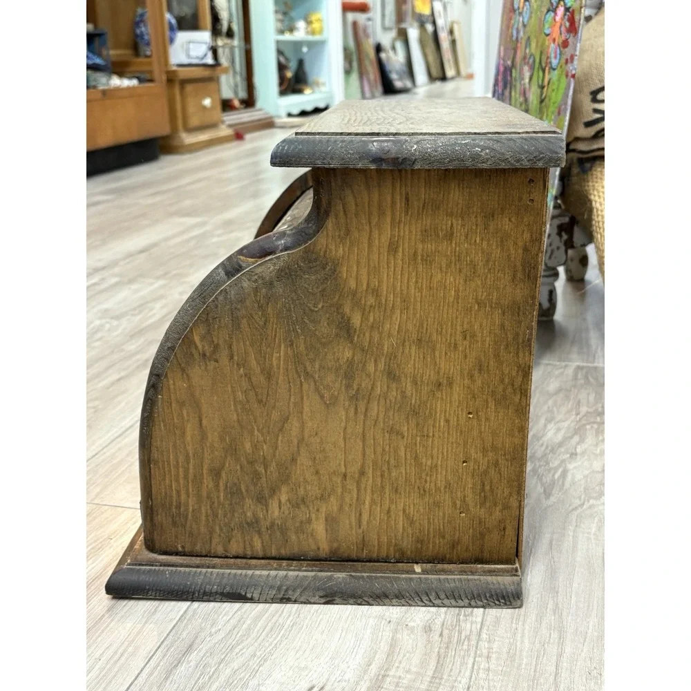 Vintage Knock On Wood Corp Wooden Roll Top Bread Box Farmhouse Made in USA 70's